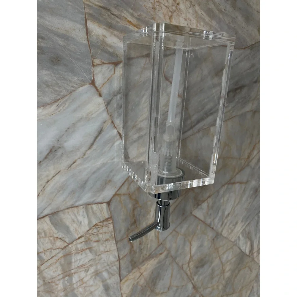 BINO Clear Acrylic Soap Dispenser Rectangular Chrome Pump Modern Bathroom Decor